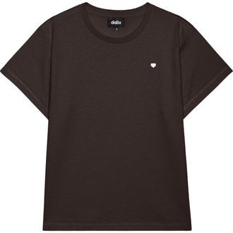 Dalix Womens Lil Heart Lightweight High Waisted Tee in Vin Black at Nordstrom, Size X-Large