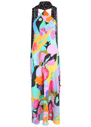 Rixo Rixo Hayley Printed Scarf-effect Silk Midi Dress - Multicoloured - 12 (UK12 / M)