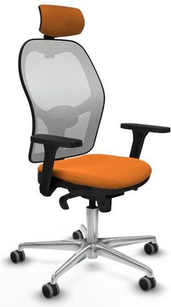 Piqueras y Crespo Jorquera Sincro Malla Blanca Similpiel Naranja Brazos 3d Base Aluminio Cabecero 2d Ruedas 65mm Engomada