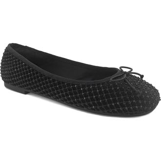 Kenneth Cole Reaction Palmer Mesh Rhinestone Diamond Mesh Ballet Flat in Black Mesh at Nordstrom Rack, Size 7.5