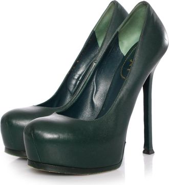 Saint Laurent Yves Saint Laurent, groene leren Tribtoo platformpumps