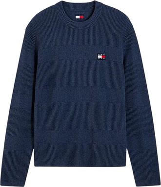 Tommy Jeans Maglione con Texture a Logo - - Knitwear - Uomo - Blu - S