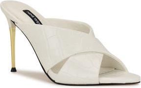 Nine West Sancie Croc Embossed Stiletto Sandal in White at Nordstrom Rack, Size 8.5
