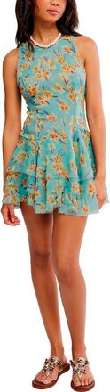 Free People Raven Print Minidress in Aqua Combo at Nordstrom, Size X-Small