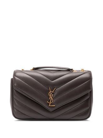 Saint Laurent Schoudertas met chevron-streep en ketting - Zwart