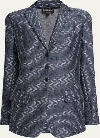 Giorgio Armani Zigzag Jacquard Cashmere Single-Breasted Jacket