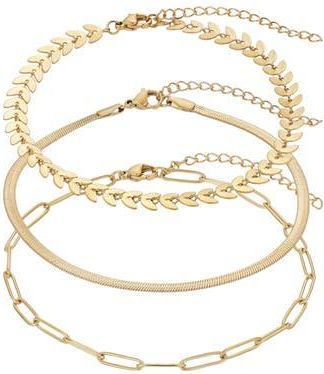Adornia Set of 3 18K Gold Plated Chain Anklets at Nordstrom Rack