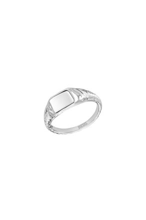 Diesel Stainless Steel Signet Ring - Rings - Unisex - Silver