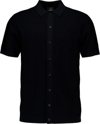 Genti Shirt 8 Buttons Ss - Heren - Polos - Zwart - M - Tops