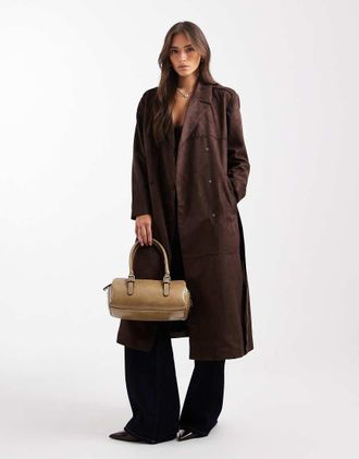 Only Trench in camoscio sintetico color marrone cioccolato