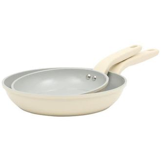 Gibson Home Barnsdall 2 Piece 8 Inch and 10 Inch Nonstick Aluminum Frying Pan Set in White at Nordstrom