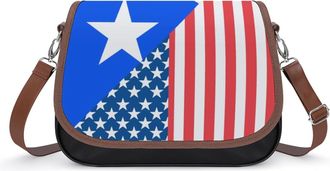 Generic USA And PuertoRico Flag Small Womens Crossbody Bags Shoulder Handbag with Adjustable Strap for Travel