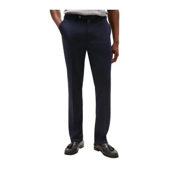 Tommy Hilfiger Suit Trousers, male, Blue, Size: W34 L32 Tailored Trousers with Zip and Button Fastening