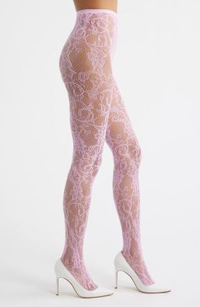 High Heel Jungle Rosa Floral Lace Tights in Pink at Nordstrom