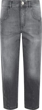 Eleventy Straight Jeans - Dames - Regular Fit Jeans - Grijs - 2XS - Katoen - Jeans