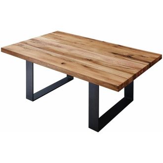 Massivmoebel24 tavolino da salotto in legno di Quercia Selvatica/ Cerro 110x70x45 quercia naturale oliato MONTREUX 116