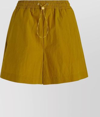 Moncler cotton shorts with elasticated waist and logo drawstring