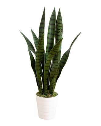 Nearly Natural 2ft Indoor/Outdoor UV-Resistant Artificial Sansevieria Plant in Decorative Planter
