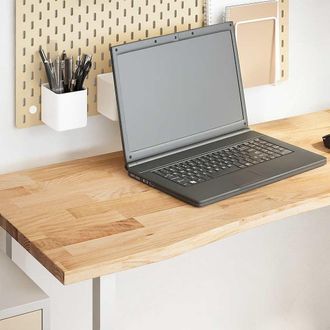 Berkfield Home Desk Top Untreated 140x50x2.5 cm Solid Wood Oak Rectangular in Brown
