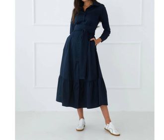 Monica Nera Carrie Shirt Dress In Petrol