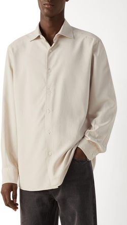 Ermenegildo Zegna Silk Shirt in Ivory at Nordstrom, Size Xx-Large