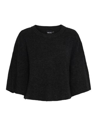 Pieces Womens Pcniko Ss Crop Oneck Knit Bc Jumper, Dark Grey Blend, M