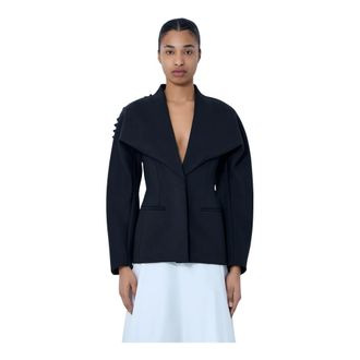 Jacquemus Blazers, female, Black, Size: M Structured Tailored Jacket