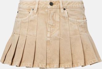 Balenciaga Pleated denim miniskirt