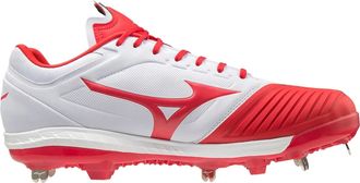 Mizuno Mizuno Sweep 5 Womens White Red Lace Up Metal Softball Cleats GAL261
