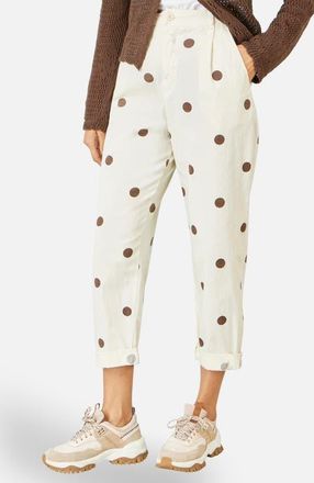 Yumi Spot Print Cotton Canvas Chinos in Ivory at Nordstrom, Size 12