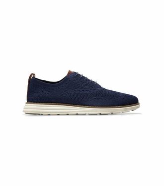 Cole Haan Mens Original Grand Stitchlite Wingtip Oxford Shoes In Navy/ Ivory