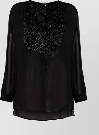 Fabiana Filippi sheer embellished long sleeve round hem