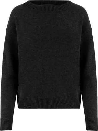 Allude Black Ribbed Crewneck Cashmere Sweater