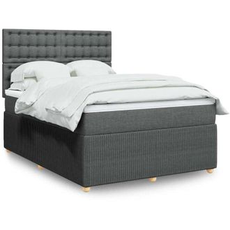 vidaXL Vidaxl - Cama Box Spring Con Colch&oacute;n Tela Gris Oscuro 140x190 Cm