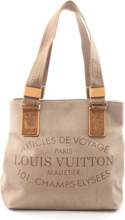Louis Vuitton Beige Brown Canvas Suede Leather Handbag Tote Bag (Pre-Owned)
