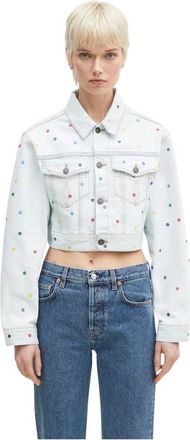 Fiorucci Confetti Dot Cropped Denim Jacket - Dames - Spijkerjassen - Blauw - S - Denim - Jassen