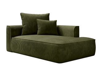 Vente-Unique Chaise longue izquierda de pana verde caqui PINETA