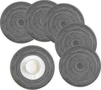 OEM Juego De 6 Manteles Individuales Redondos Trenzados, Lavables, Grises, Redondos, Resistentes Al Calor, Ideales Para Navidad, Fiestas, 38 Cm