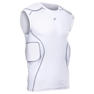 Champro Mens Formation Football Padded Sleeveless Compression Shirt Sleveless, White, 4X-Large