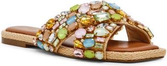 Steve Madden Levity Crystal Embellished Sandal in Gold Multi at Nordstrom, Size 8.5