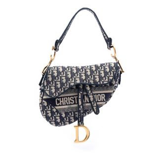 Dior Pre-owned Dior Oblique Embroidered Canvas Saddle Bag Ladies 50-MA-0211