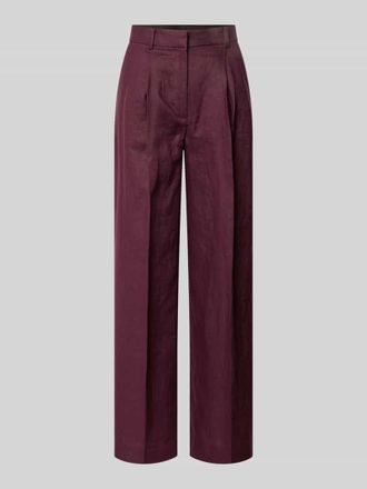 Mango Straight Fit Leinenhose mit B&uuml;gelfalten Modell Tempoli in Lila, Gr&ouml;&szlig;e 34