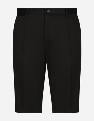 Dolce & Gabbana Stretch Cotton Shorts With Dg Embroidery - Man Pants And Shorts Black Cotton 44
