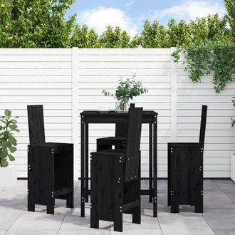 Berkfield Home 5 Piece Garden Bar Set Black Solid Wood Pine