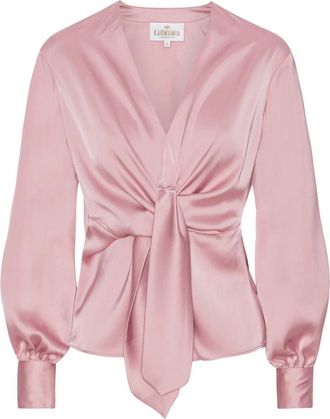 Karmamia Roze Blouse met Knoopdetail - Dames - Blouses - Roze - L - Polyester - Overhemden