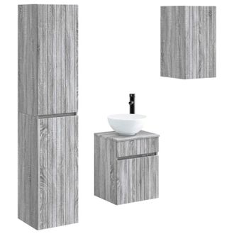 vidaXL Juego De Muebles De Ba&ntilde;o 3 Uds. Sonoma Gris 33 X 34,5 X 160 Cm Vidaxl