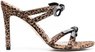Stuart Weitzman 100mm leopard-print mules - women - Leather - 41 - Brown
