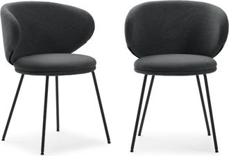 DRAWER Drawer - Set di 2 sedie in tessuto con gambe in metallo nero L60 cm - rush