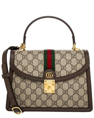 Gucci Ophidia Small Gg Supreme Canvas & Leather Top Handle Bag