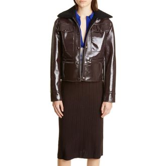 Proenza Schouler Faux Leather Jacket in Chocolate/Black at Nordstrom Rack, Size 8